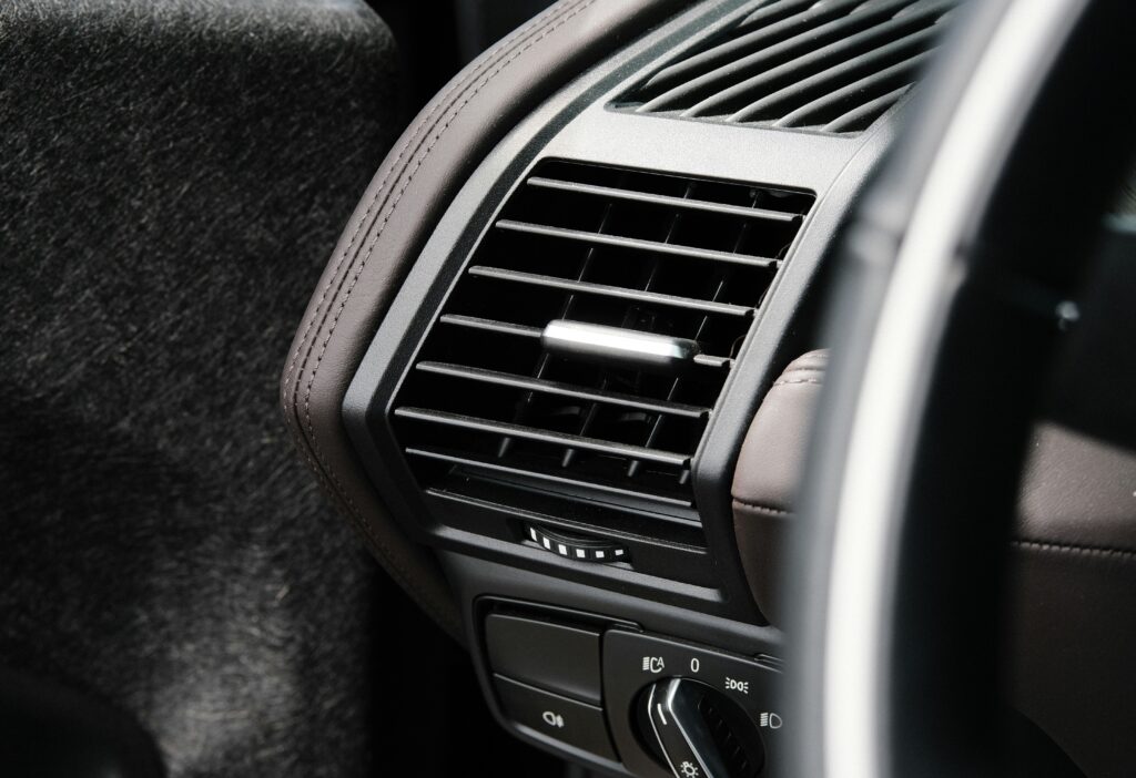 Car air vent close-up view